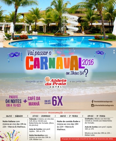 Programação de Carnaval - Hotel Aldeia da Praia